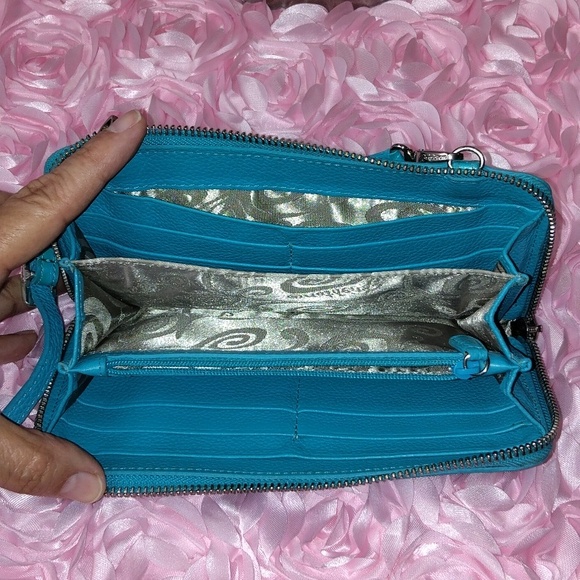 Brighton Bellissimo Teal Card Case Wallet / Cross Body - Picture 6 of 7
